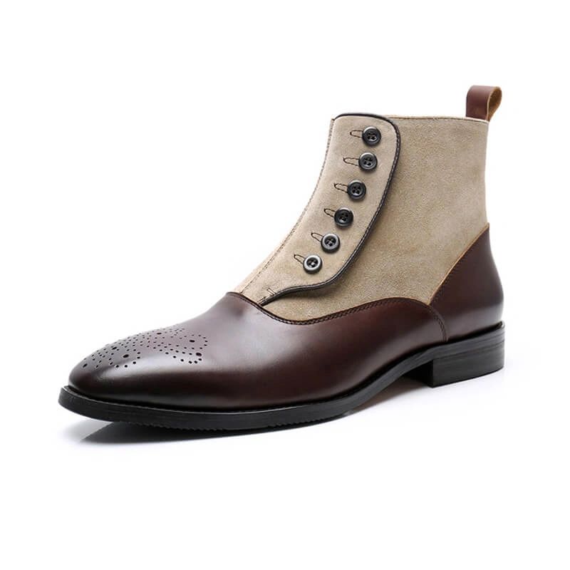 Vintage Leather Balmoral Boots: Like New. American Classic. Buttoned Perfection.